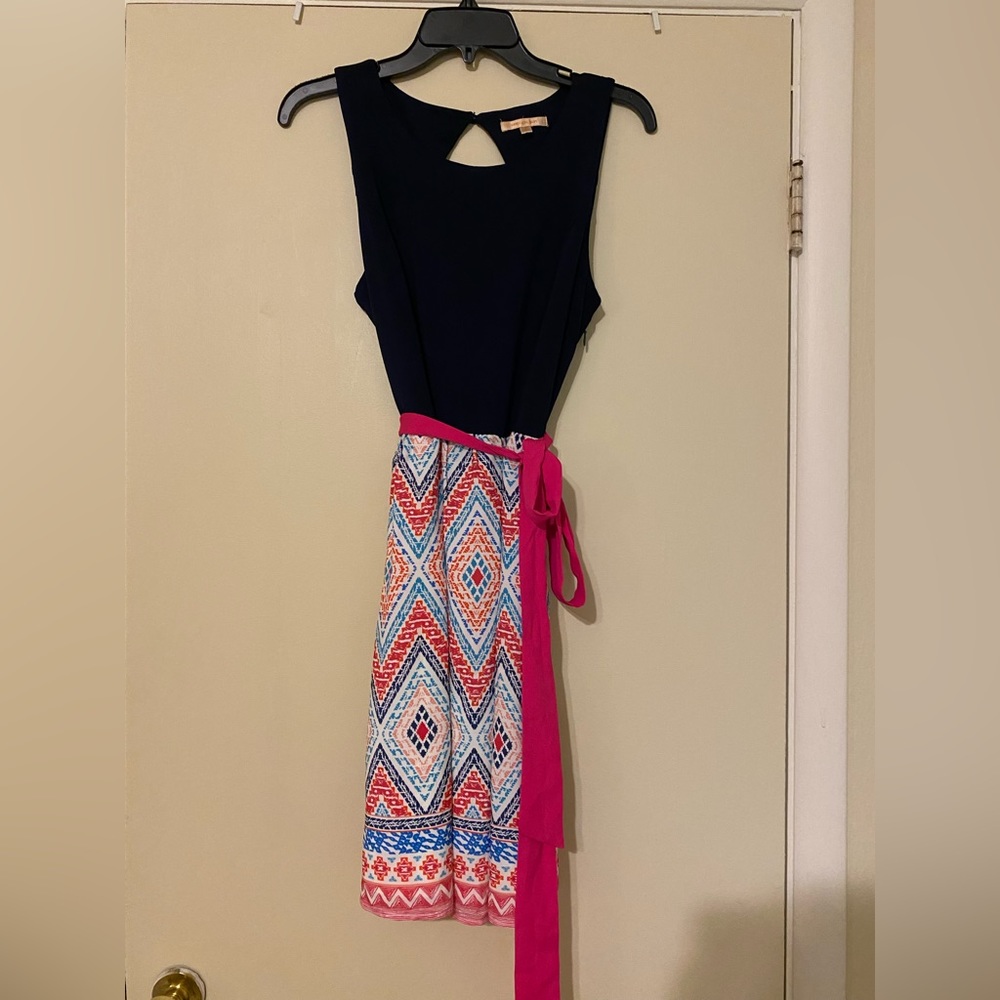 skies are blue long pattern dress